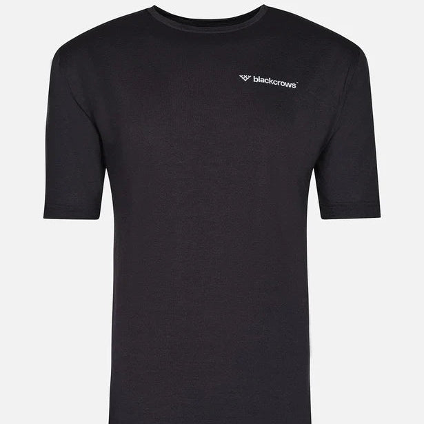 A short-sleeved black T-shirt with the brand logo 'Black Crows' on the chest area.