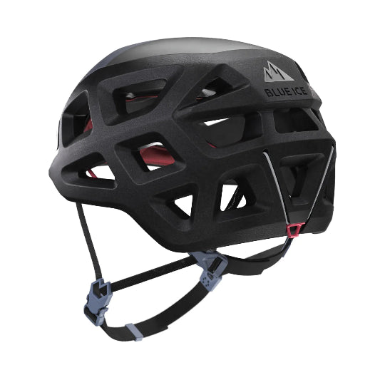 Black helmet with a visible brand logo on a white background