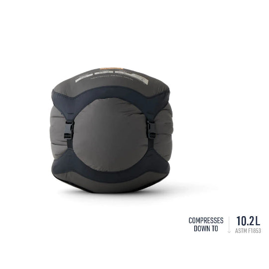 Compact gray compression bag on a white background