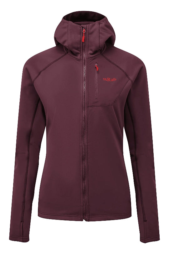 Maroon jacket with a brand logo on a white background