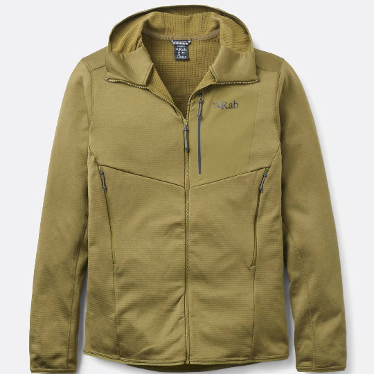 Green jacket with a hood on a white background