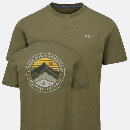 Green t-shirt with a graphic design on a white background