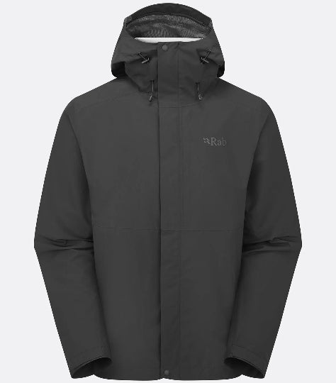 Black raincoat with a brand logo on a white background