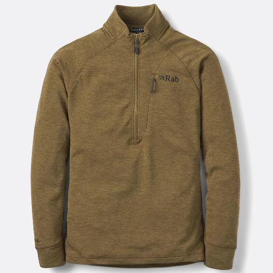 Brown fleece pullover with a brand logo on a white background