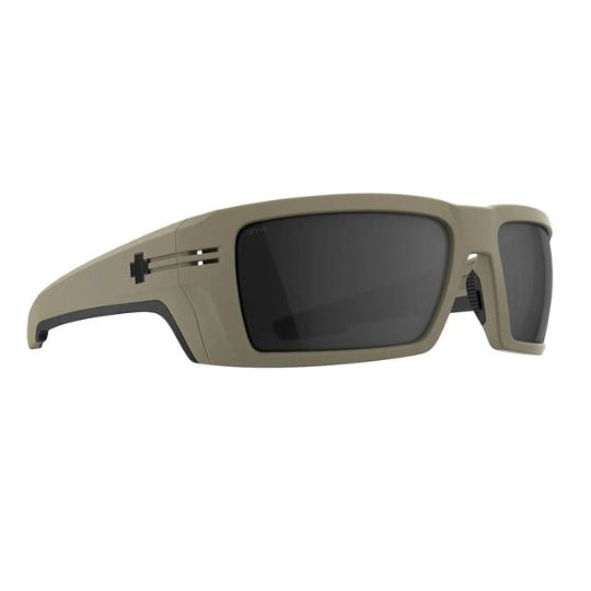 Beige sunglasses with dark lenses on a white background