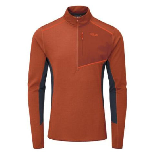 Orange long-sleeve shirt with a quarter-zip design on a white background
