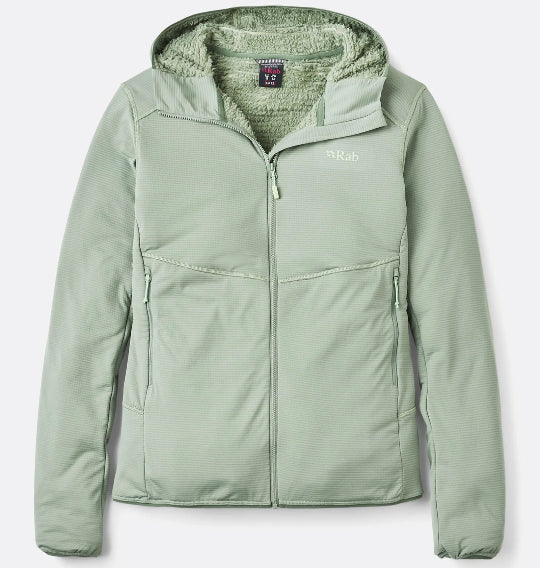 Green jacket with a hood on a white background