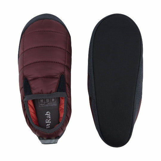Maroon Rab slippers on white background