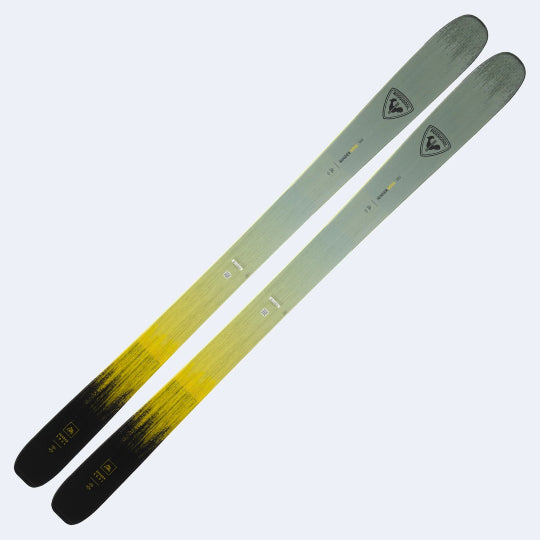 Two skis with a gradient color pattern on a white background