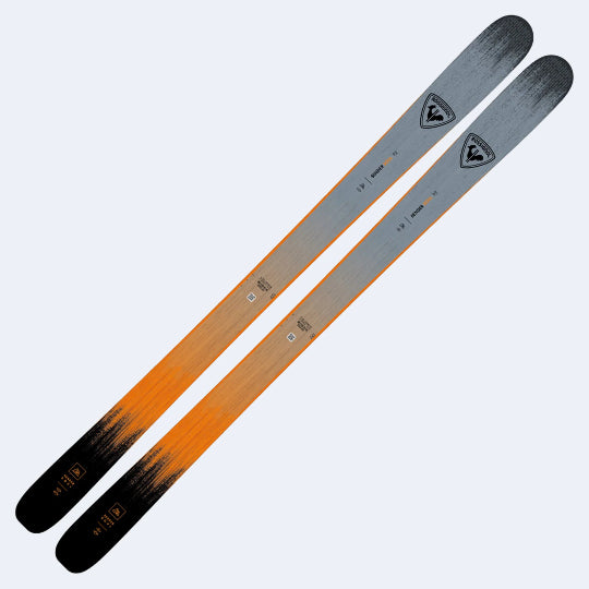 Two skis with a gradient color pattern on a white background