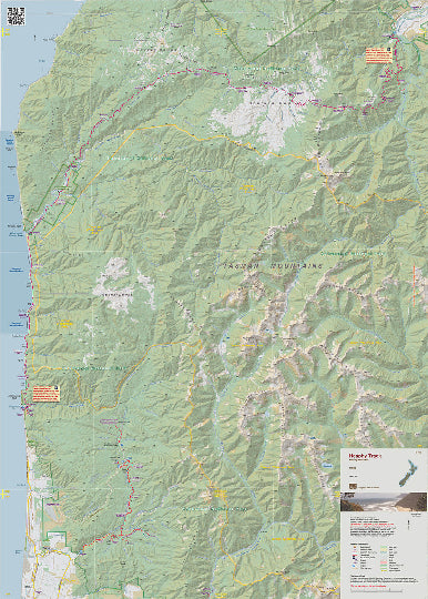 Topographic map of a mountainous region with labeled features