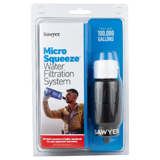 Sawyer Micro Squeeze water filtration system packaging on a white background