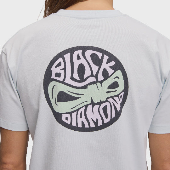 Gray t-shirt with Black Diamond logo on the back