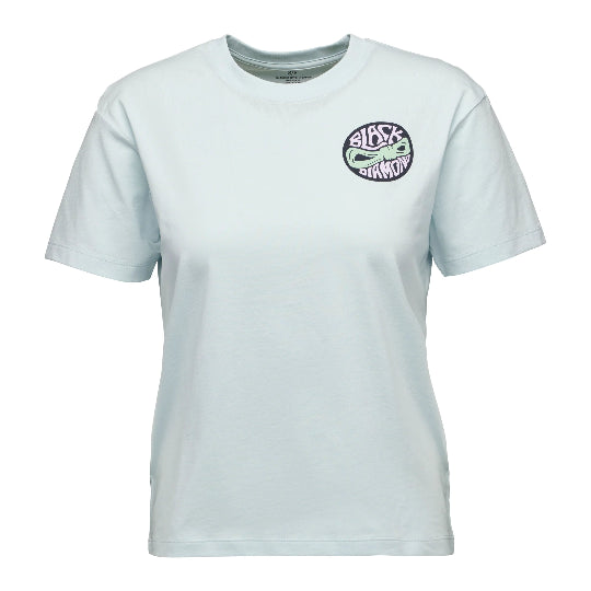 Light blue t-shirt with a logo on the chest against a white background