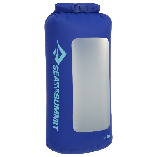 Blue dry bag with Sea to Summit logo on a white background
