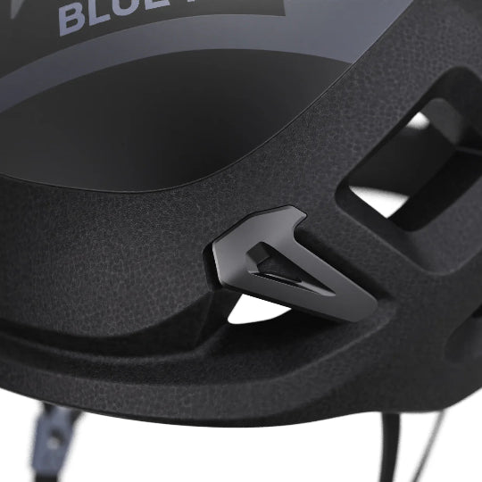 Close-up of a black gaming headset with brand logo