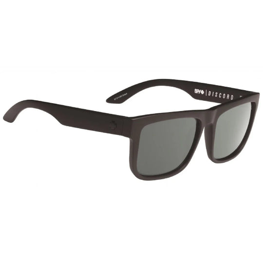 Black sunglasses with a brand logo on a white background