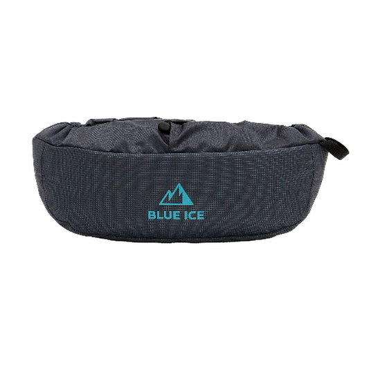 Black crampon bag with Blue Ice logo on a white background