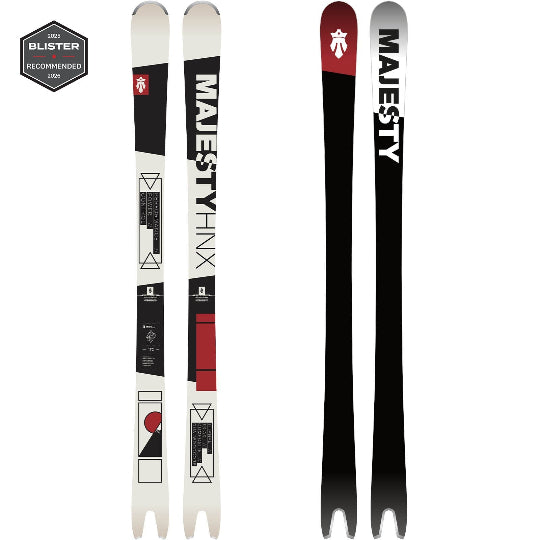 Two skis with 'Majesty' branding on a white background