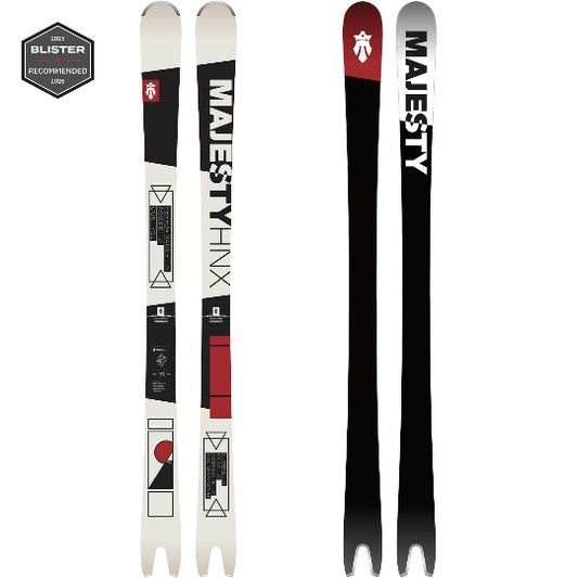Two skis with 'Majesty' branding on a white background