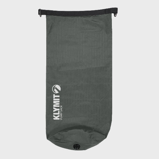 Gray dry bag with Klymit logo on a white background