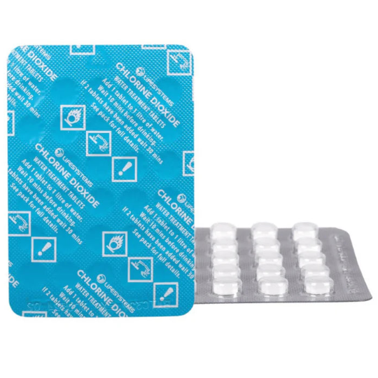 Blue chloroquine doxycycline packaging with white tablets on a white background