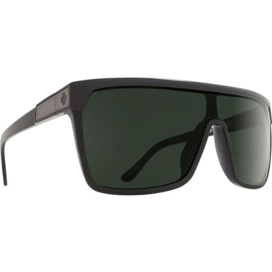 Black sunglasses with a logo on a white background