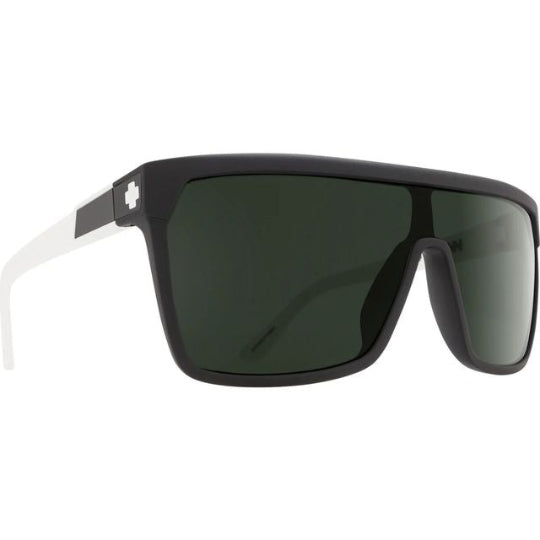 Sunglasses with black frame and white arm on a white background