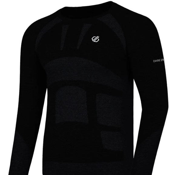 Black long-sleeve shirt with a logo on a white background