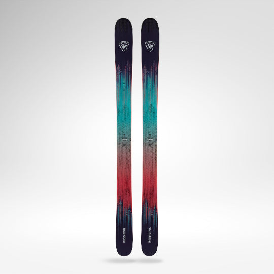 Pair of skis with a gradient design on a white background