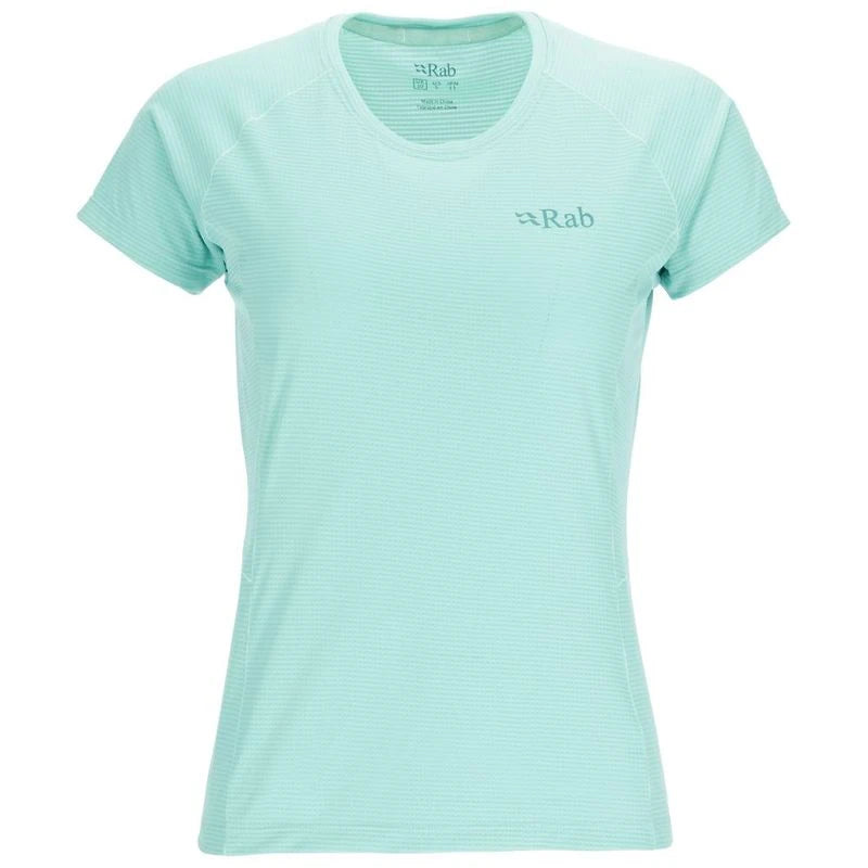 Light blue t-shirt with a brand logo on a white background