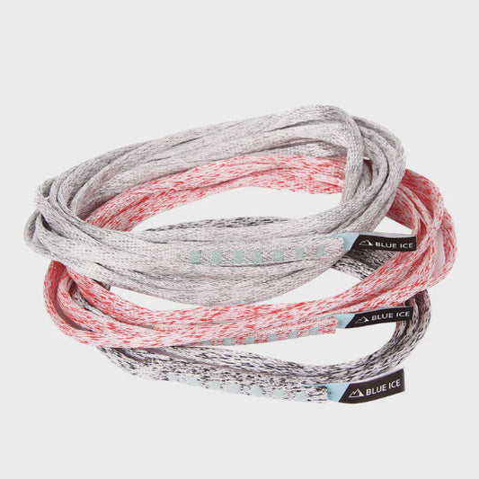 Three coiled climbing slings with 'Blue Ice' branding on a white background