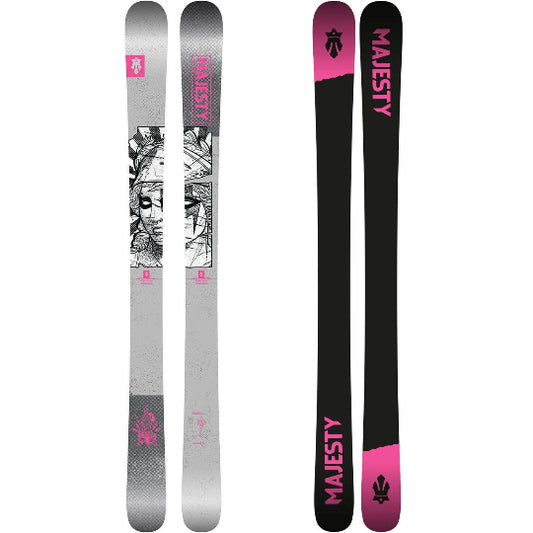 Two skis with 'Majesty' branding on a white background