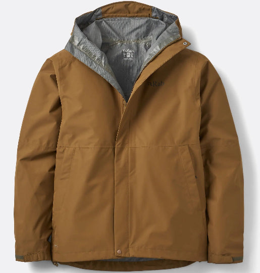 Brown jacket with a gray hood on a white background