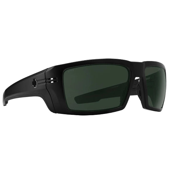 Black sunglasses with dark lenses on a white background