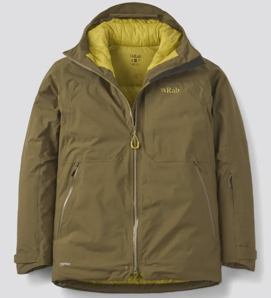 Brown jacket with yellow lining on a white background