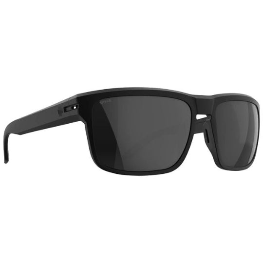 Black sunglasses with dark lenses on a white background