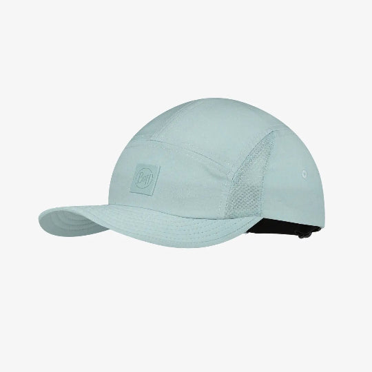 Light blue cap with a small logo on a white background